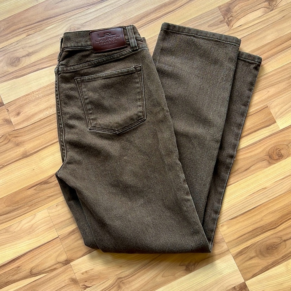 RALPH LAUREN JEANS BROWN STRETCH DENIM JEANS SIZE 6 petite EUC